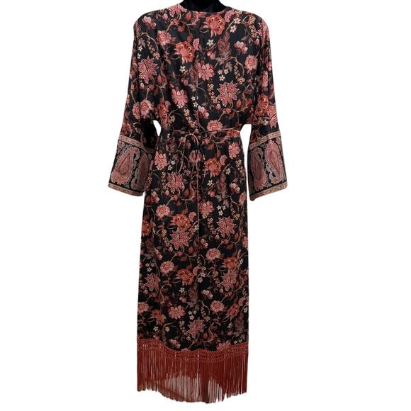 NWT Mango Paisley Print Fringed Hem Wrap Dress - Picture 4 of 9